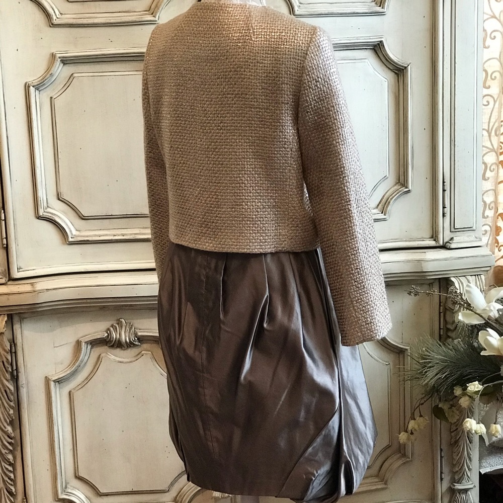 DESIGNER SILK SKIRT SHIMMERY SILVERED SILK DUPONI BY BARNEY’S NY SIZE 8 LIKE NEW - Picture 3 of 8